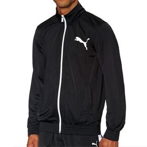 EUC Men’s Size Medium Puma Full Zip Tract Jacket With Logo Print In Black/White